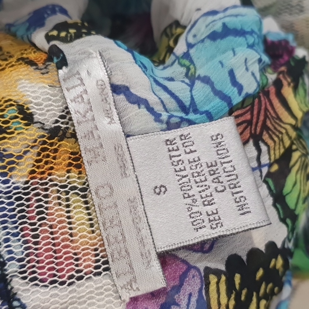 Alberto Makali Size S (approx 10) Butterfly Printesh Long Sleeve Top - Picture 7 of 9